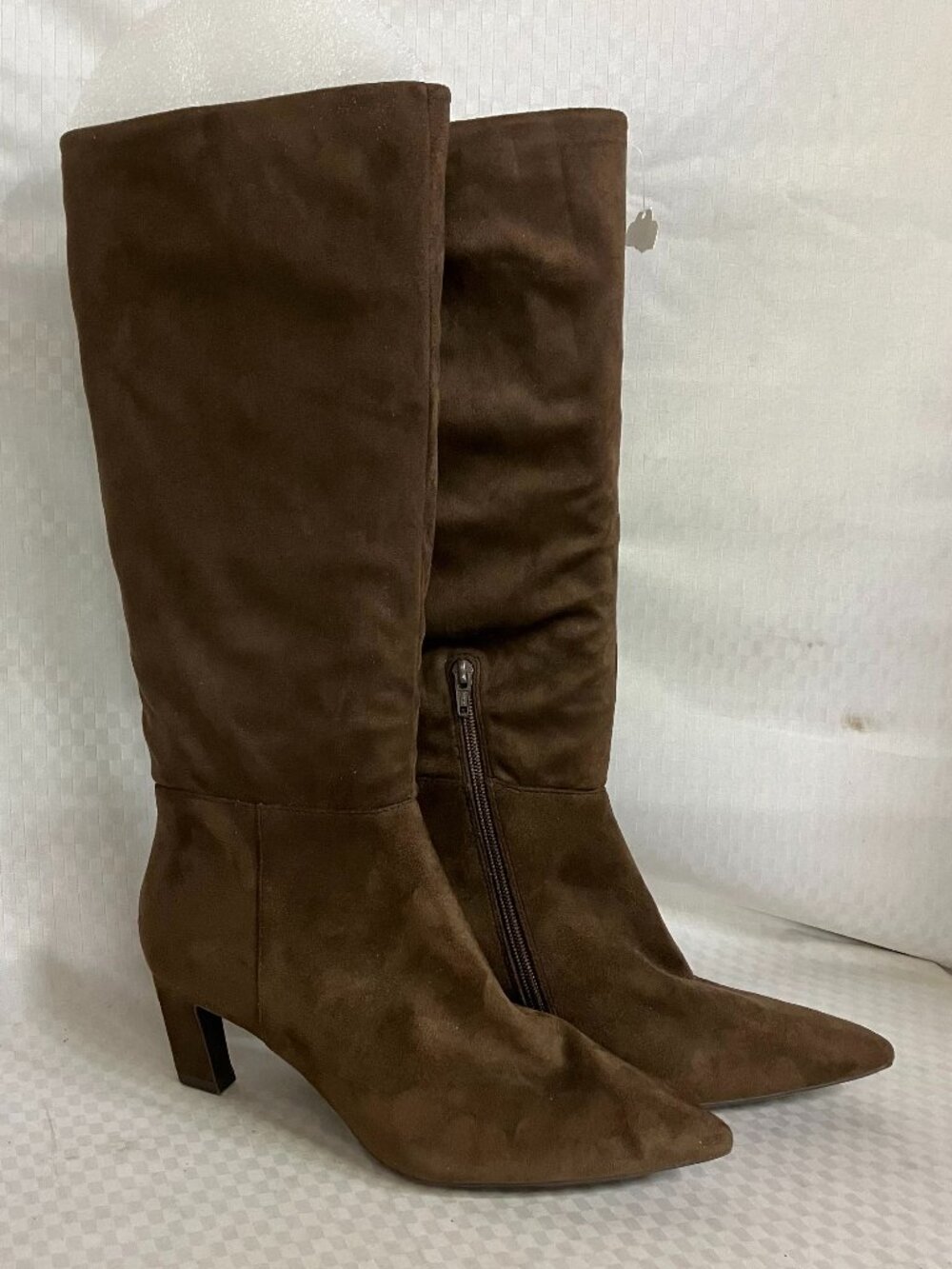 Target Tall Stylish Boots Women's Size 10 Brown Suede Side Zipper Pointed Toe